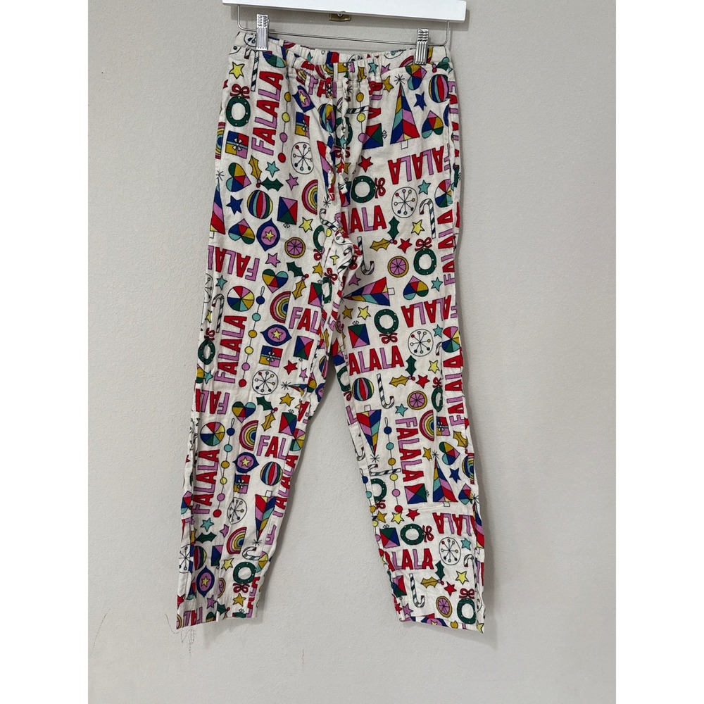 Hanna Andersson Pajama Pants Women XXS White Multi Falala Holiday Christmas